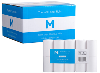 Paper Thermal Roll 57mm x 38mm 50pk MATTHEWS