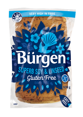 Bread Soy & Linseed Gluten Free Sliced 630g Frozen BURGEN