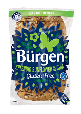 Bread Sunflower & Chia Gluten Free Sliced 630g Frozen BURGEN